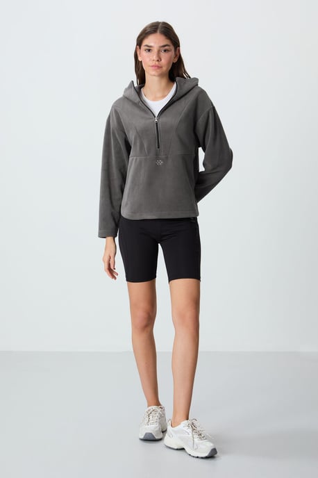 Overgrote Pluche Half-rits Hoody Sweatshirt - Image 2