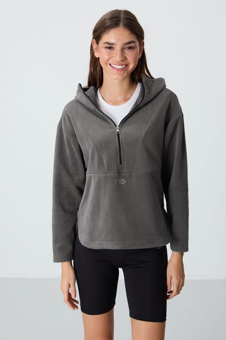 Overgrote Pluche Half-rits Hoody Sweatshirt - Image 4