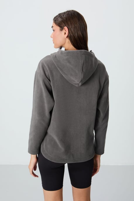 Overgrote Pluche Half-rits Hoody Sweatshirt - Image 6