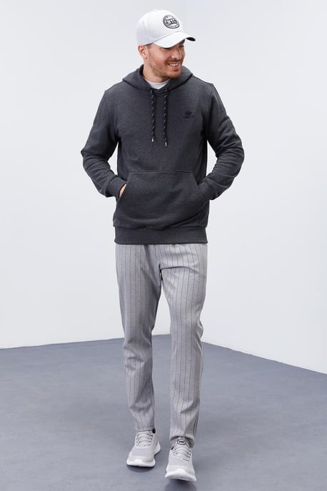 Men's Solid Hooded Sweatshirt With Pocket - Image 2