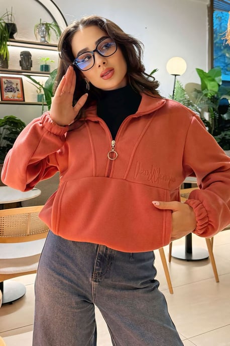 Oversized Halflange Rits Pluche Sweatshirt - Image 4