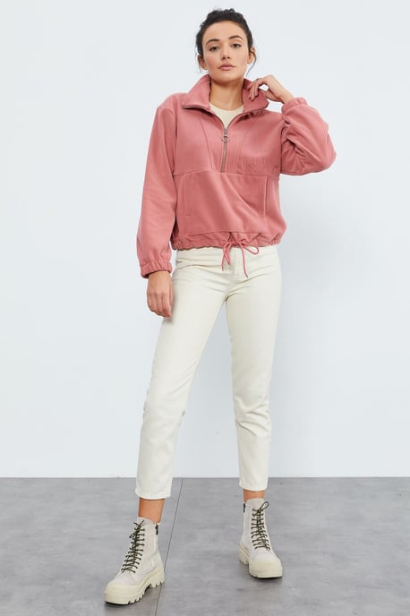Oversized Halflange Rits Pluche Sweatshirt - Image 5