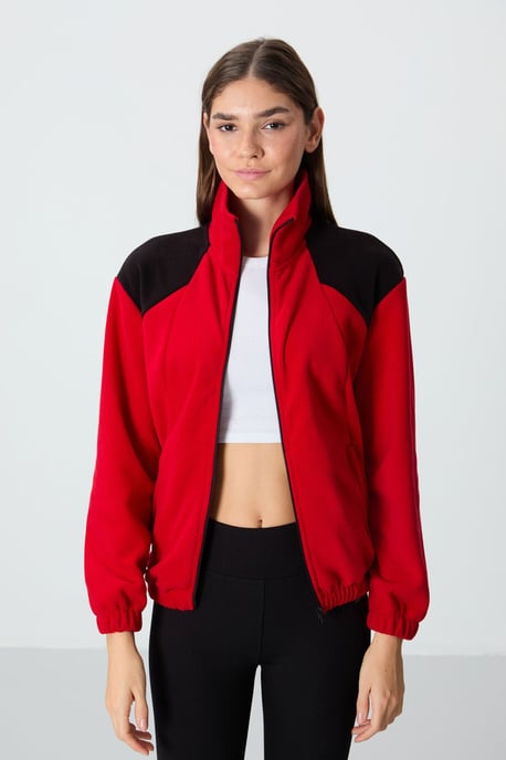 Oversized Color Block Half-Zip Sweatshirt - Image 2