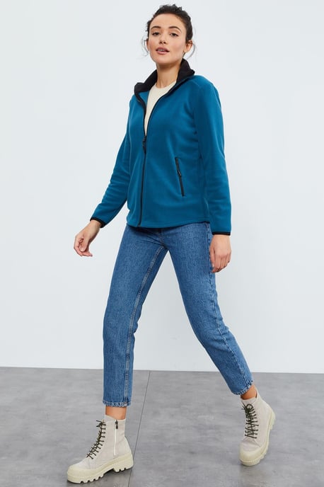 Dames Pluche Zip-Front Sweatshirt - Image 2