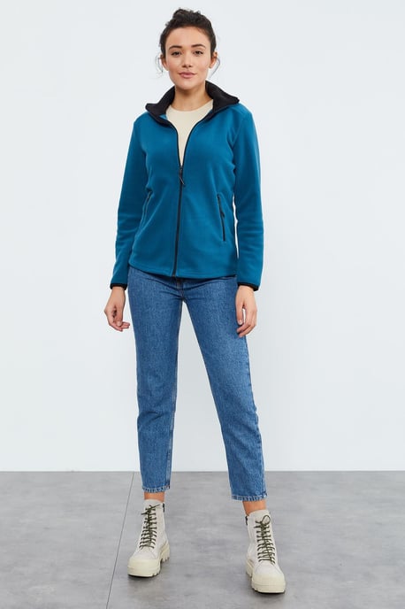 Dames Pluche Zip-Front Sweatshirt - Image 4