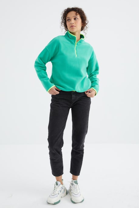 Oversized Plush Half-zip Sweatshirt - Image 2