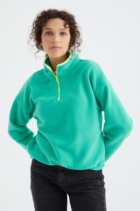 Oversized Plush Half-zip Sweatshirt - Image 3