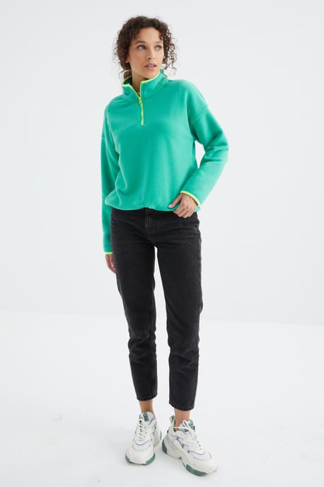 Oversized Plush Half-zip Sweatshirt - Image 4
