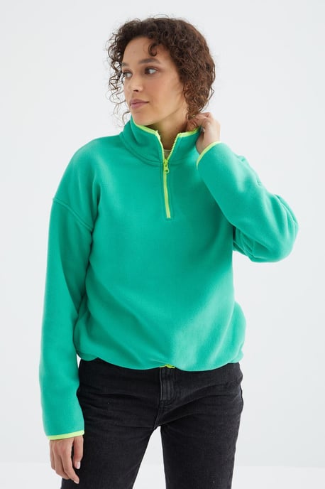 Oversized Plush Half-zip Sweatshirt - Image 5