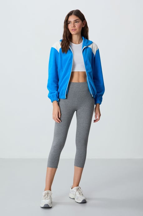 Oversized Color Block Half-Zip Sweatshirt - Image 2