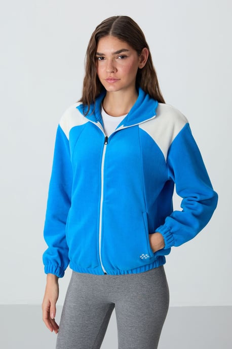 Oversized Color Block Half-Zip Sweatshirt - Image 3