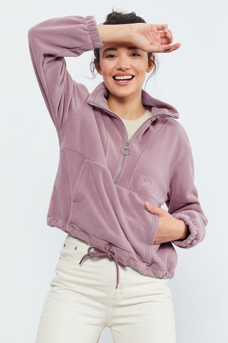 Oversized Half-zip Plush Sweatshirt - Image 4