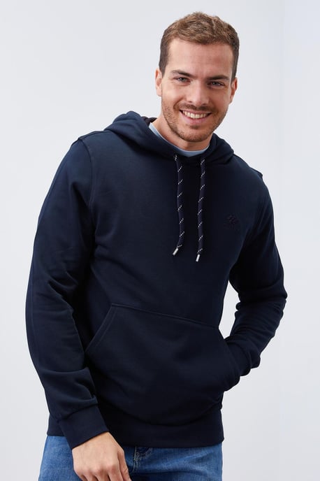 Men's Solid Hooded Sweatshirt With Pocket - Image 1