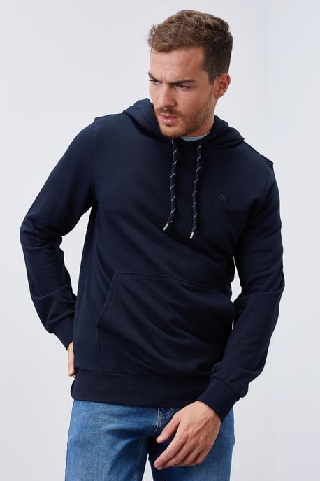 Men's Solid Hooded Sweatshirt With Pocket - Image 3