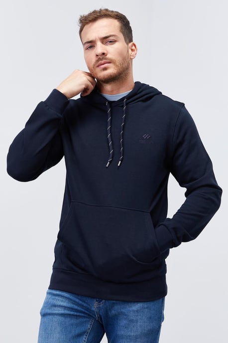 Men's Solid Hooded Sweatshirt With Pocket - Image 5