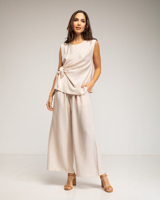 Set van mouwloze top met striksluiting en broek met elastiek - Image 1
