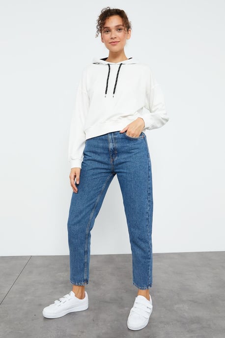 Ontspannen Hoodie Sweatshirt met Strikdetail - Image 2