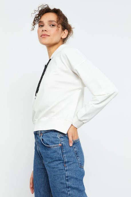 Ontspannen Hoodie Sweatshirt met Strikdetail - Image 4