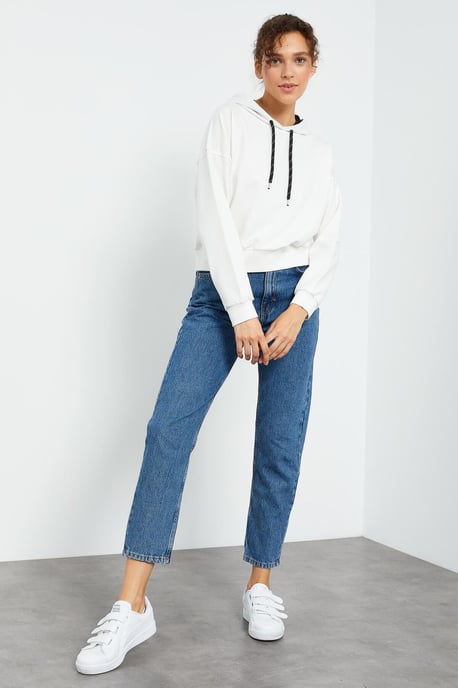 Ontspannen Hoodie Sweatshirt met Strikdetail - Image 5