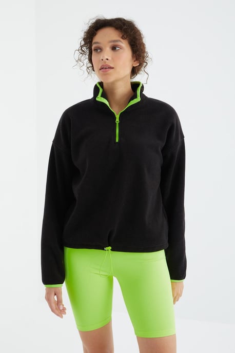 Overmaatse Pluche Halflange Rits Sweatshirt - Image 1