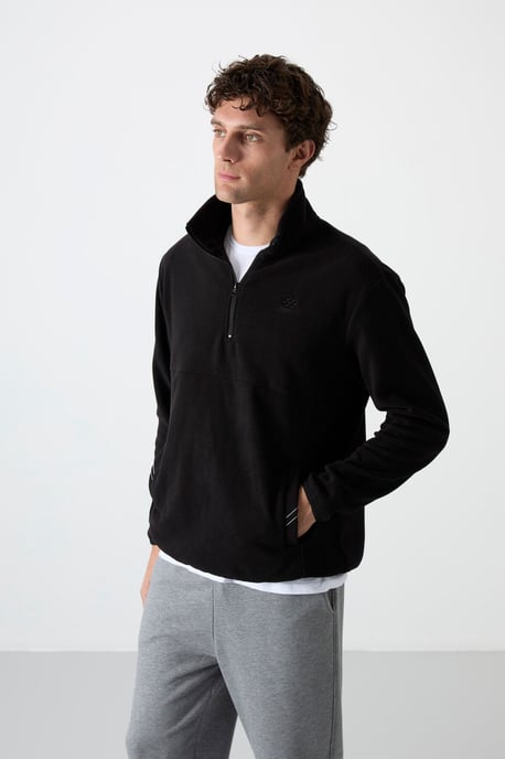 Men's Slim Fit Half-zip Plush Sweatshirt - Image 5