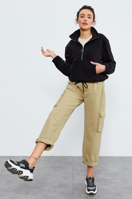 Over-sized Halve rits Pluche Sweatshirt - Image 2