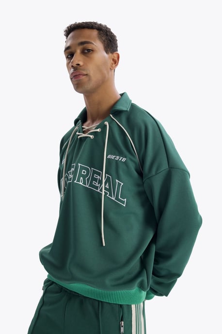 Dragsko-halsringning tryckt sweatshirt - Image 2