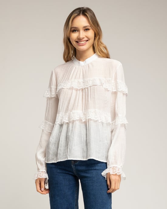 Semitransparent blus med spets - Image 1