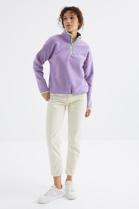 Oversized Pluche Half-zip Sweatshirt - Image 2