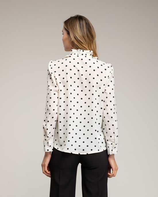 Blouse met stippen en ruches op de borst - Image 2