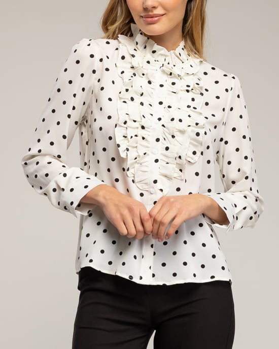 Blouse met stippen en ruches op de borst - Image 3
