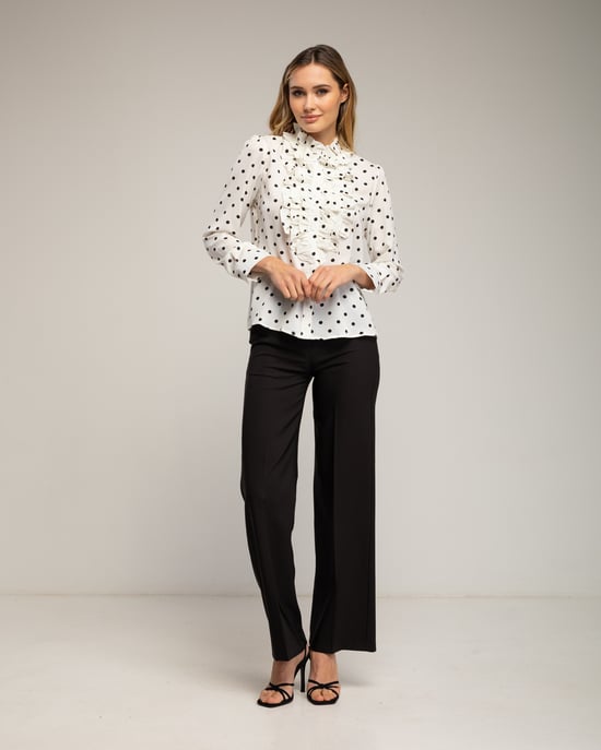 Blouse met stippen en ruches op de borst - Image 4