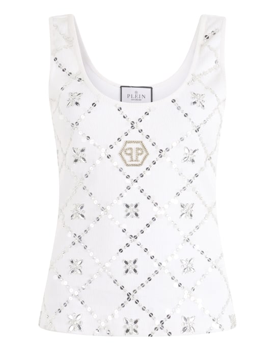 Tank Top Rhomb Flower Strass Flower - Image 1