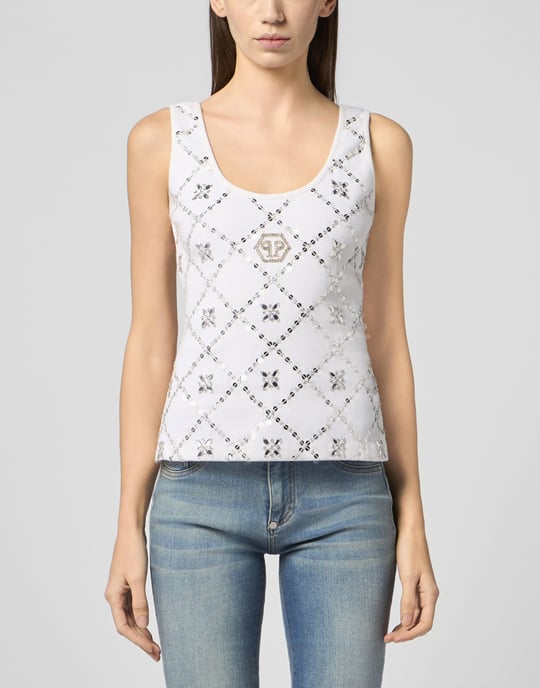 Tank Top Rhomb Flower Strass Flower - Image 2