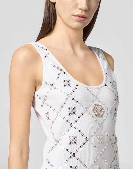 Tank Top Rhomb Flower Strass Flower - Image 3