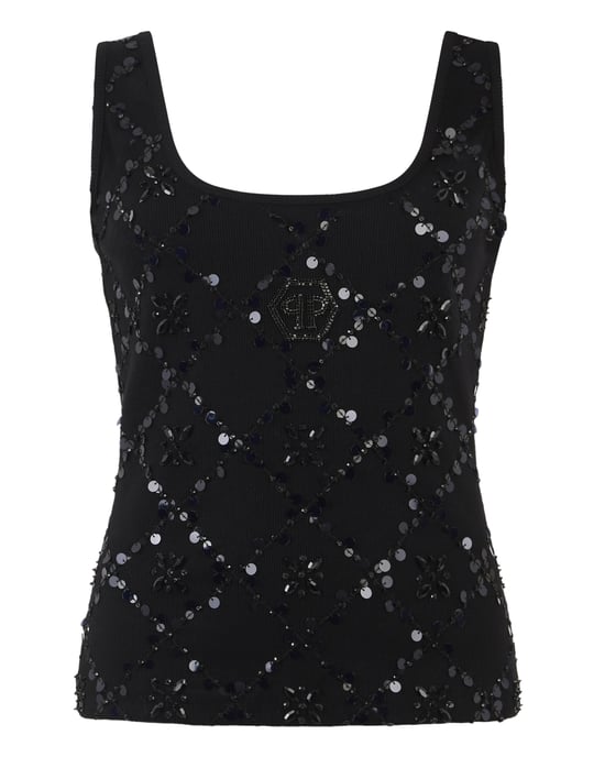 Tank Top Rhomb Flower Strass Flower - Image 1