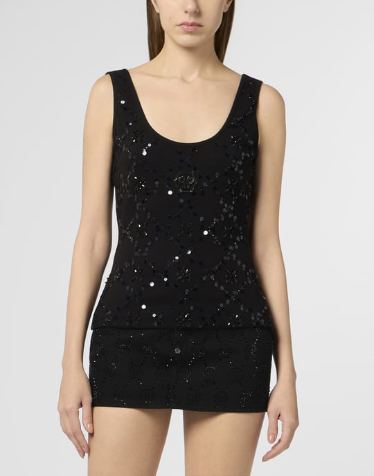 Tank Top Rhomb Flower Strass Flower - Image 2