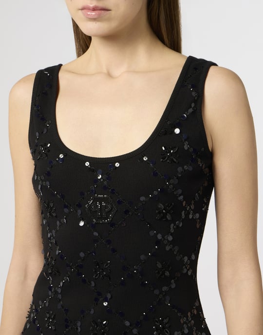 Tank Top Rhomb Flower Strass Flower - Image 3