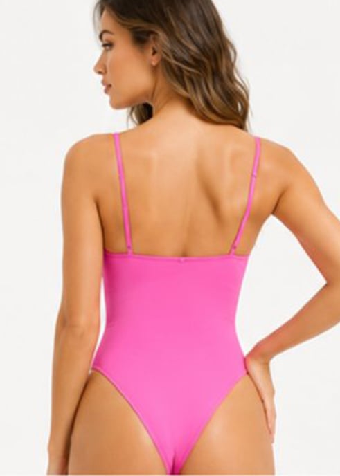 Pink Detachable Flower Detail Swimsuit - Image 3