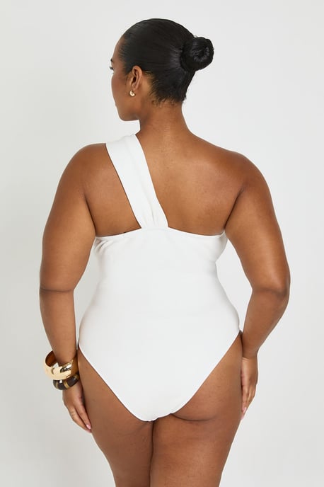 Plus Asymmetric Cut Out Centre Swimsuit - Image 2