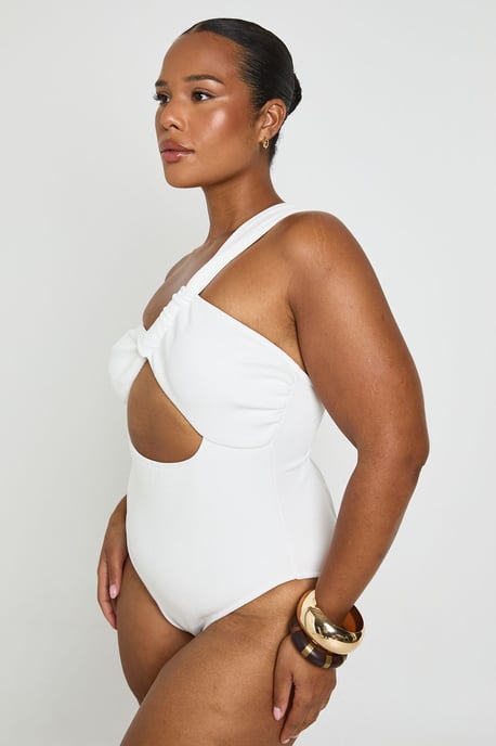 Plus Asymmetric Cut Out Centre Swimsuit - Image 3