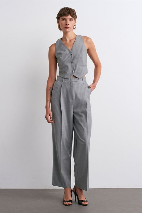 Women's Striped Cropped Waistcoat - Image 5