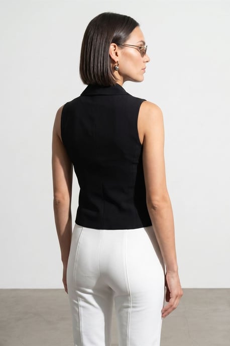 Women's Shawl-collar Woven Waistcoat - Image 3