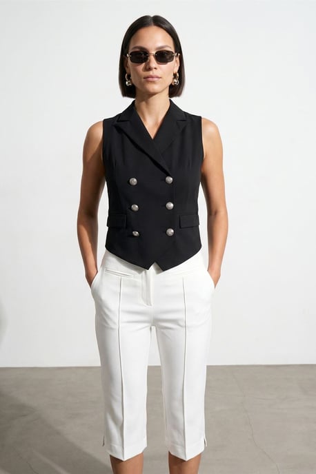 Women's Shawl-collar Woven Waistcoat - Image 4