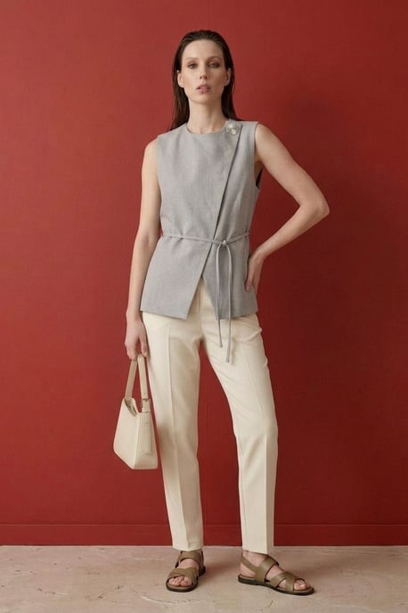 Gestrikt crêpe vest - Image 2