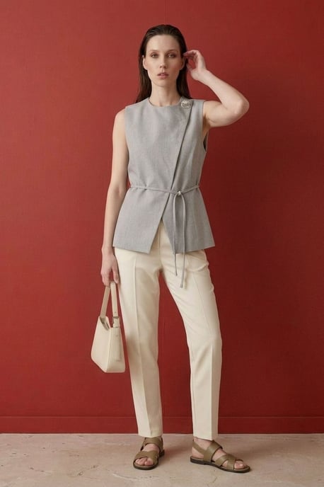 Gestrikt crêpe vest - Image 3