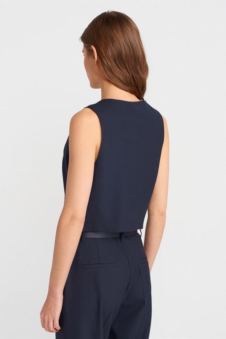 Cropped V-neck Button Waistcoat - Image 2