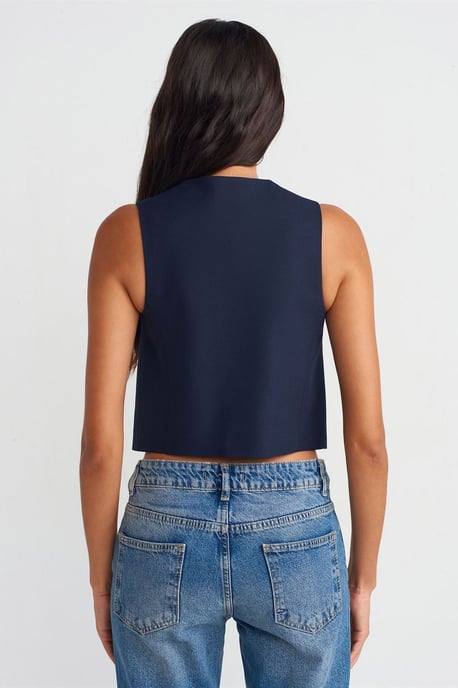 Dames Geweven Crop Vest - Image 2