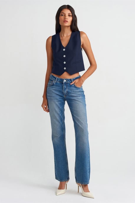 Dames Geweven Crop Vest - Image 3