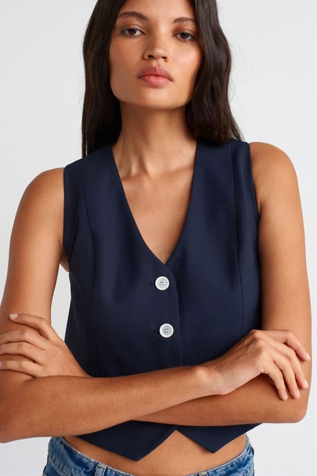 Dames Geweven Crop Vest - Image 4